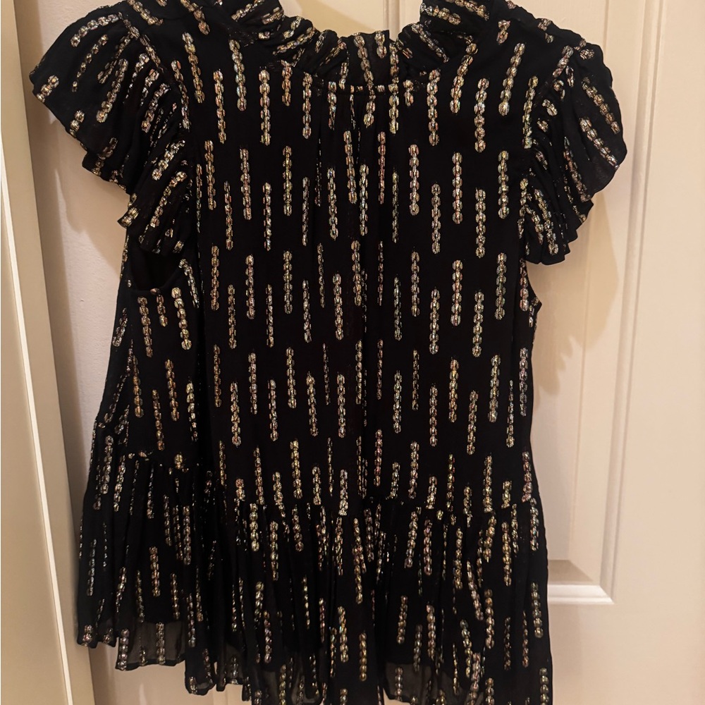 Corey Lynn Calter Black and Gold Blouse